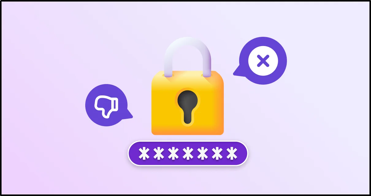 Padlock with a password field, thumbs-down, and X icons representing the limitations of WordPress password protection