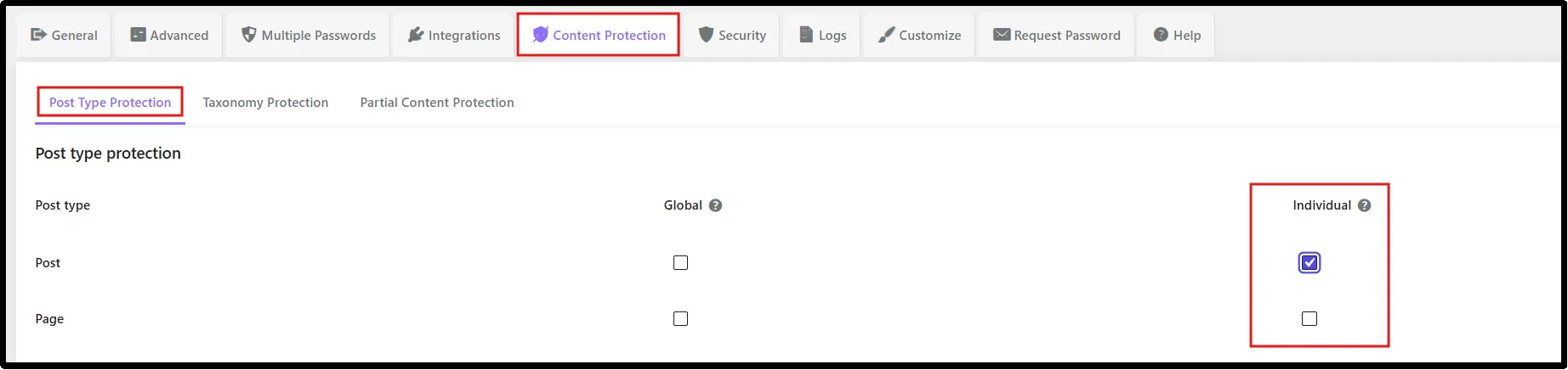 Password, Usage Limit, Expiry, Status, and Enable Bypass URL settings in Password Protected Pro