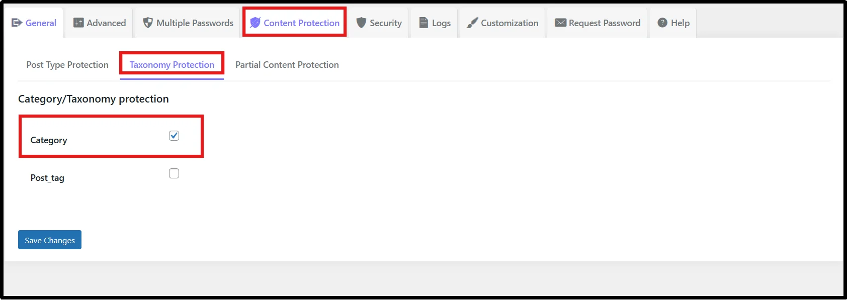 Individual protection enabled for the WooCommerce Product post type in Password Protected Pro