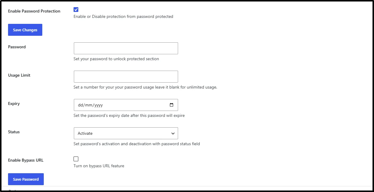 Default WordPress password protected screen with password field and Log In button