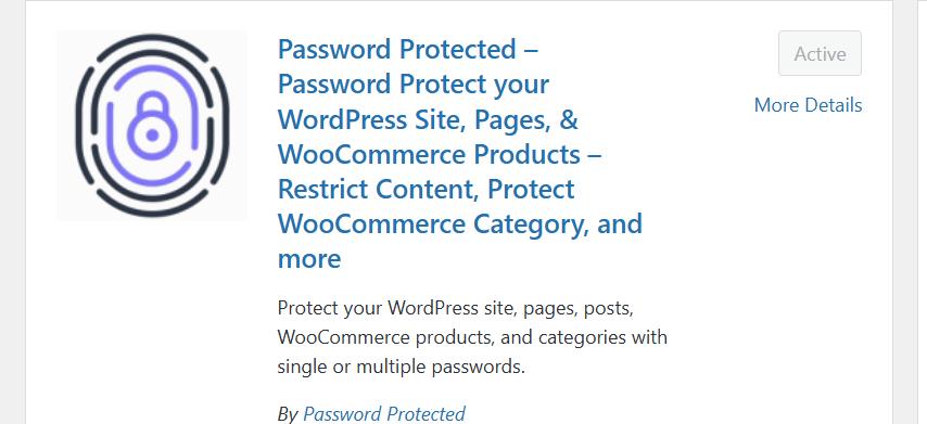 A WordPress login screen displaying a field labeled "Password Protected" with a password input box.