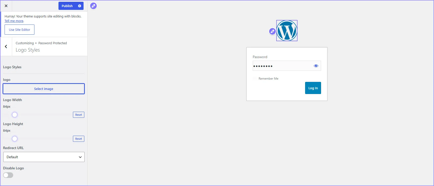 Customize the logo shown on the protected screen