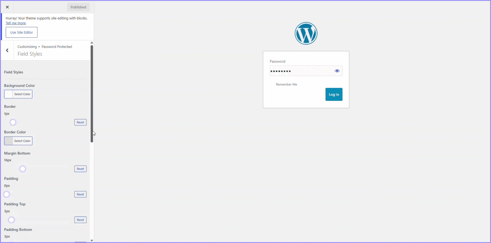Customize the password input field appearance