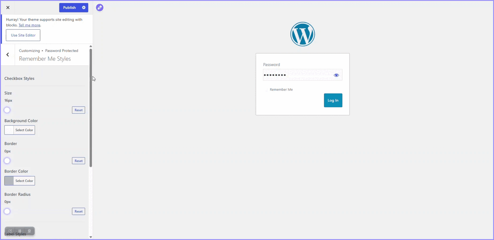 Style the Remember Me checkbox.