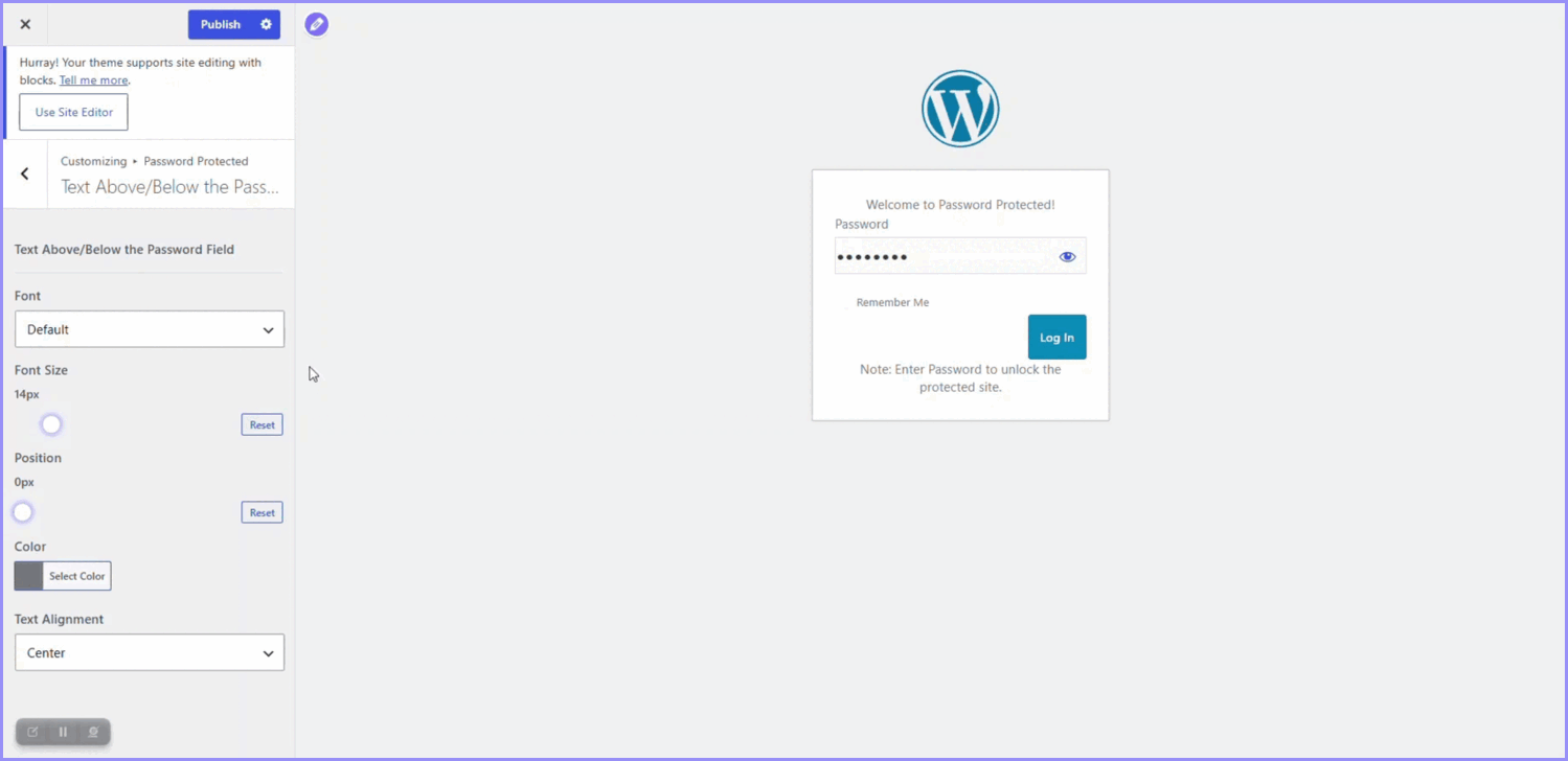 Customize text near the password field