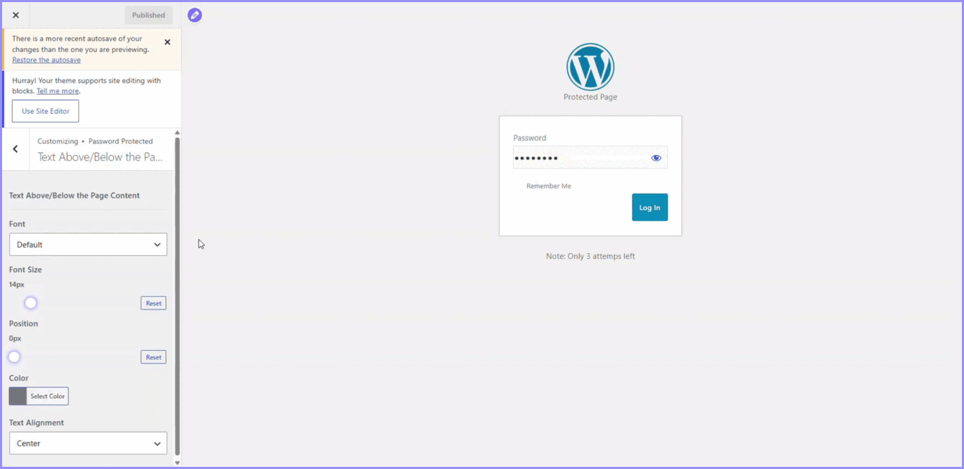 Customize text around page content