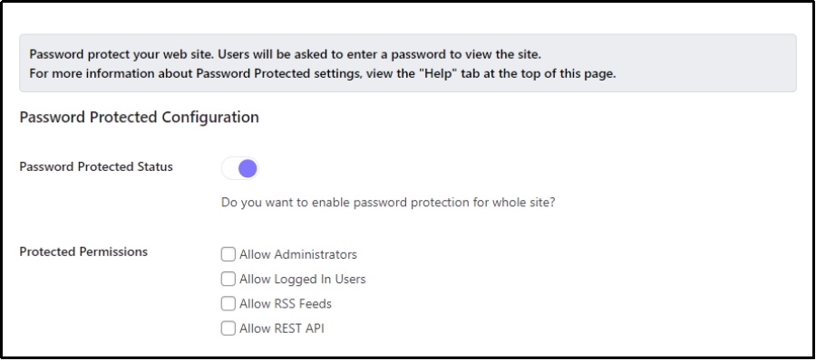 Password protection toggle.