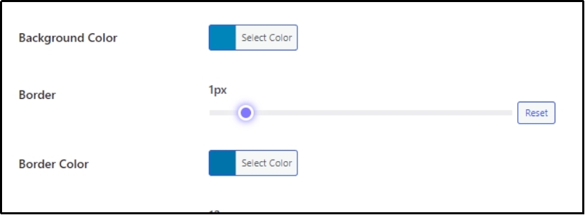 Background color customization panel.