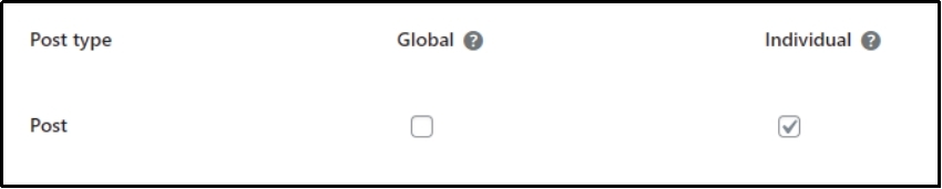 Individual column protection settings.