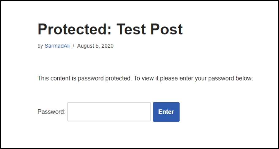 Example of a password-protected screen.