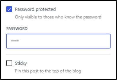 Setting a unique password for the post.