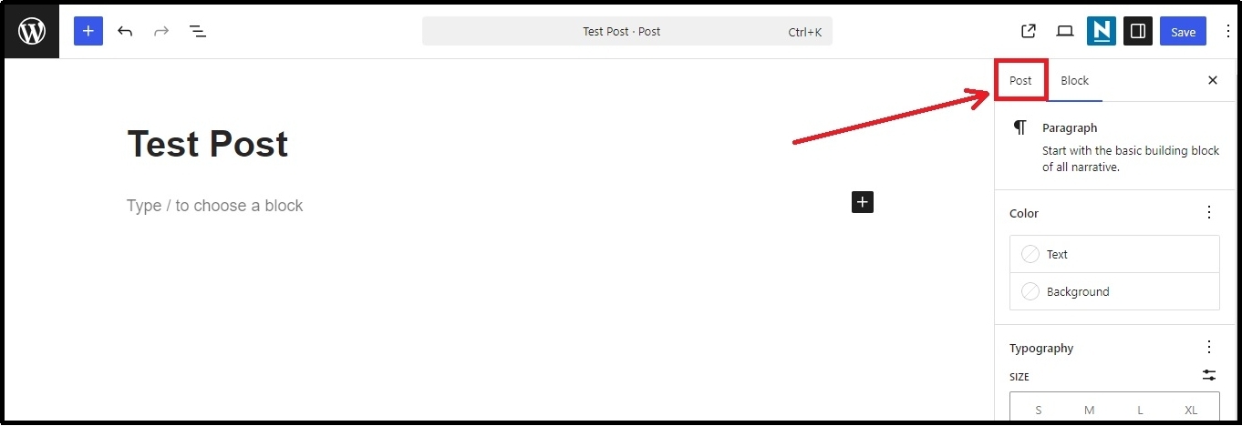 Switching from category to post tab.