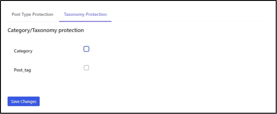 Taxonomy protection sub-tab selected.