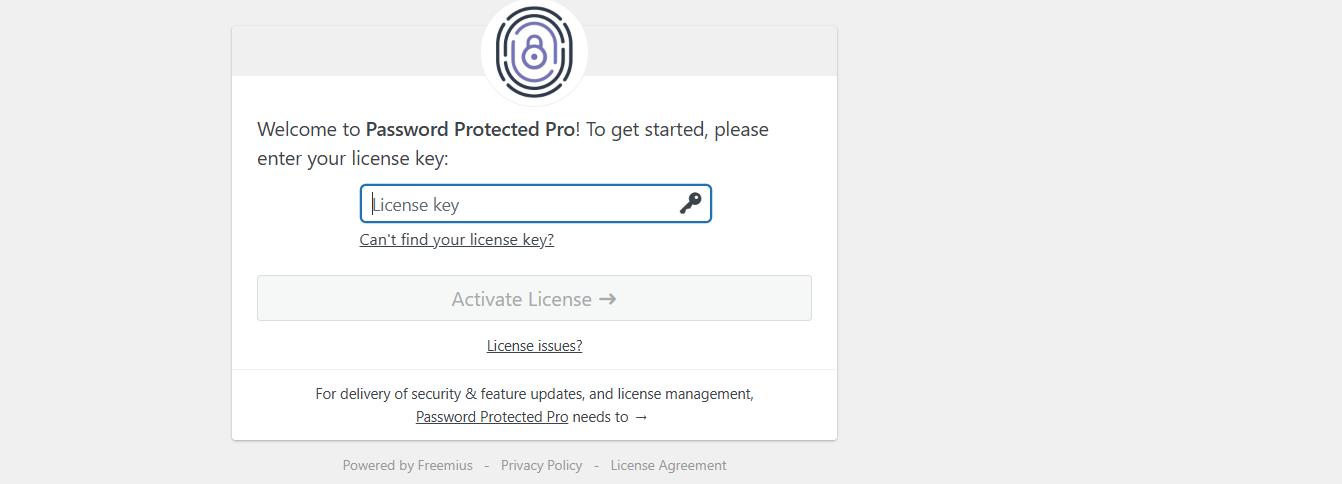 Activate license screen