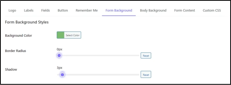 Form background customization.