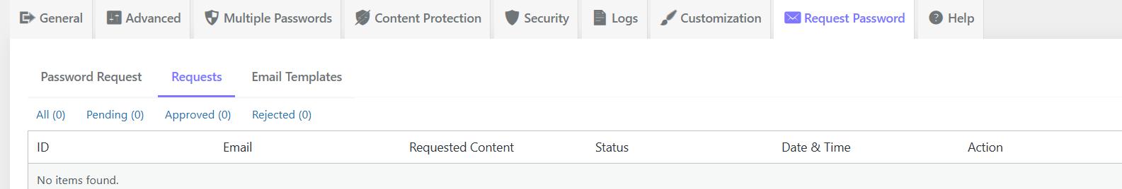 Admin panel request list