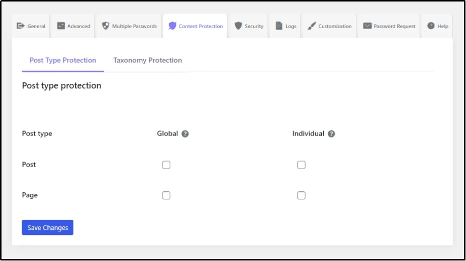 WordPress default protection settings.