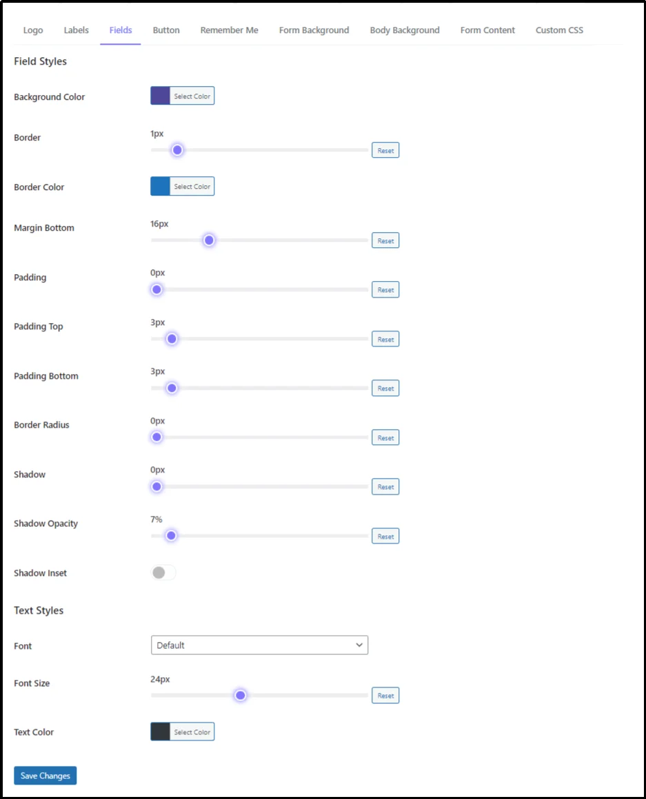 Customize login fields