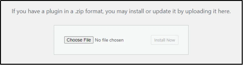 Click on Choose File button to upload WordPress plugin