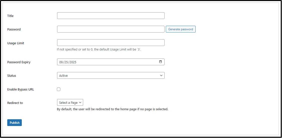 Create a new password for content protection in WordPress