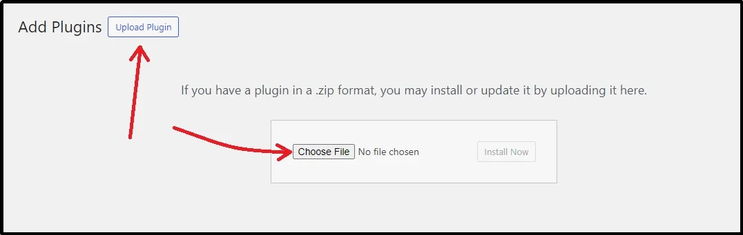 Select upload plugin option in WordPress