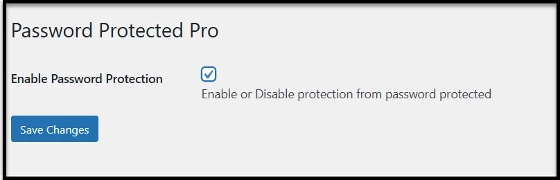 Enable password protection option in WordPress settings