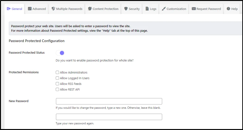 Password Protected Status indicator for WordPress