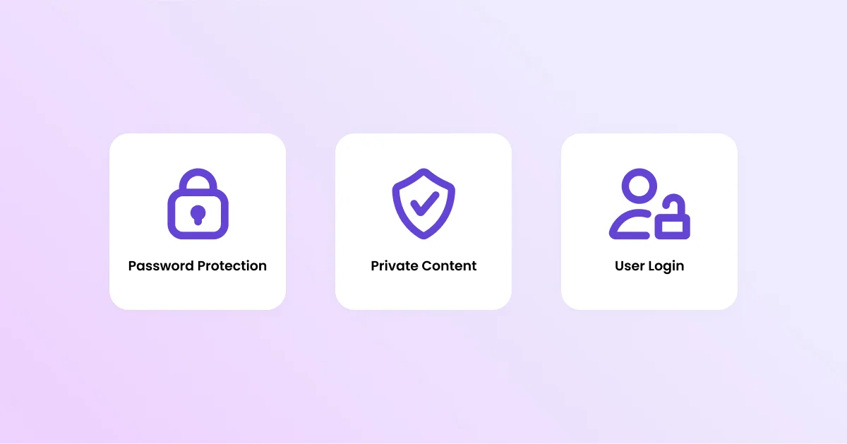 Comparison of WordPress password protection, private content, and user login access methods