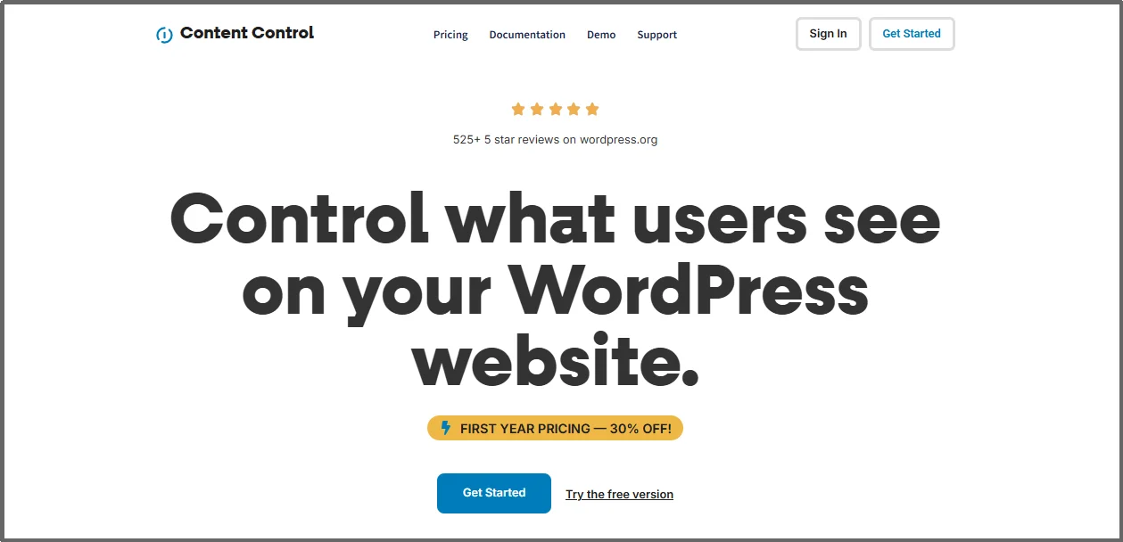 Content Control plugin for managing restricted content in WordPress