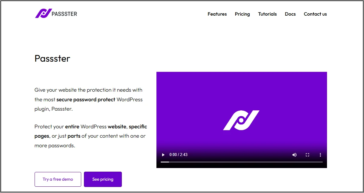 Passster plugin for password protecting WordPress pages and posts