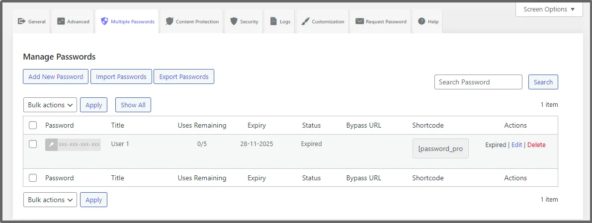 Screenshot highlighting the Add New Password option