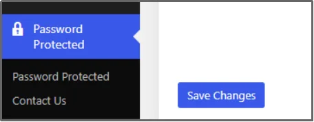 Screenshot of the Password Protected plugin settings page