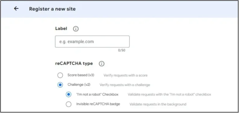 Select reCAPTCHA type for WordPress site