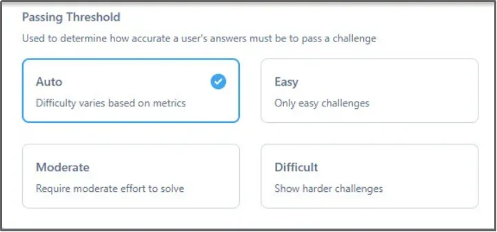 Choosing the passing threshold for hCaptcha verification