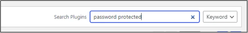 Typing “Password Protected” in WordPress plugin search