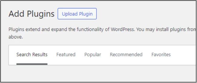 Click on the “Upload Plugin” button in WordPress