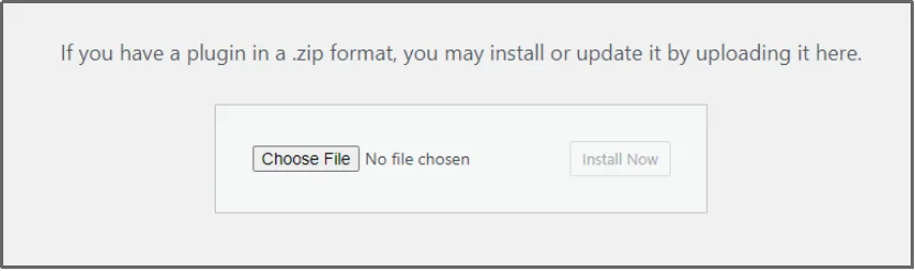 Uploading the downloaded plugin ZIP file in WordPress