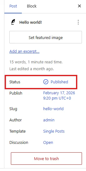 WordPress post visibility set to public by default