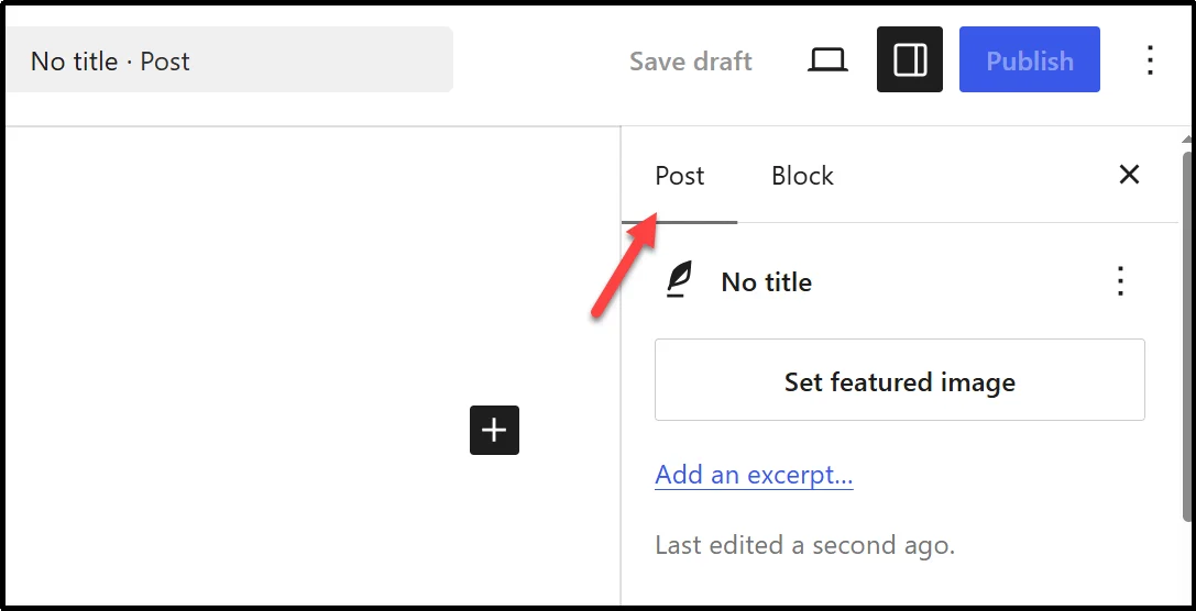 Post tab selected in the WordPress Block Editor settings sidebar
