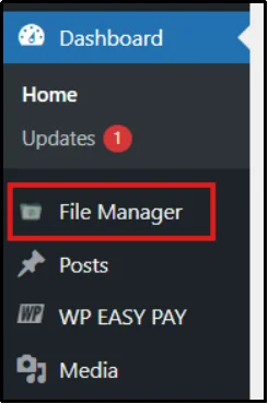 Click File Manager option from WordPress dashboard menu