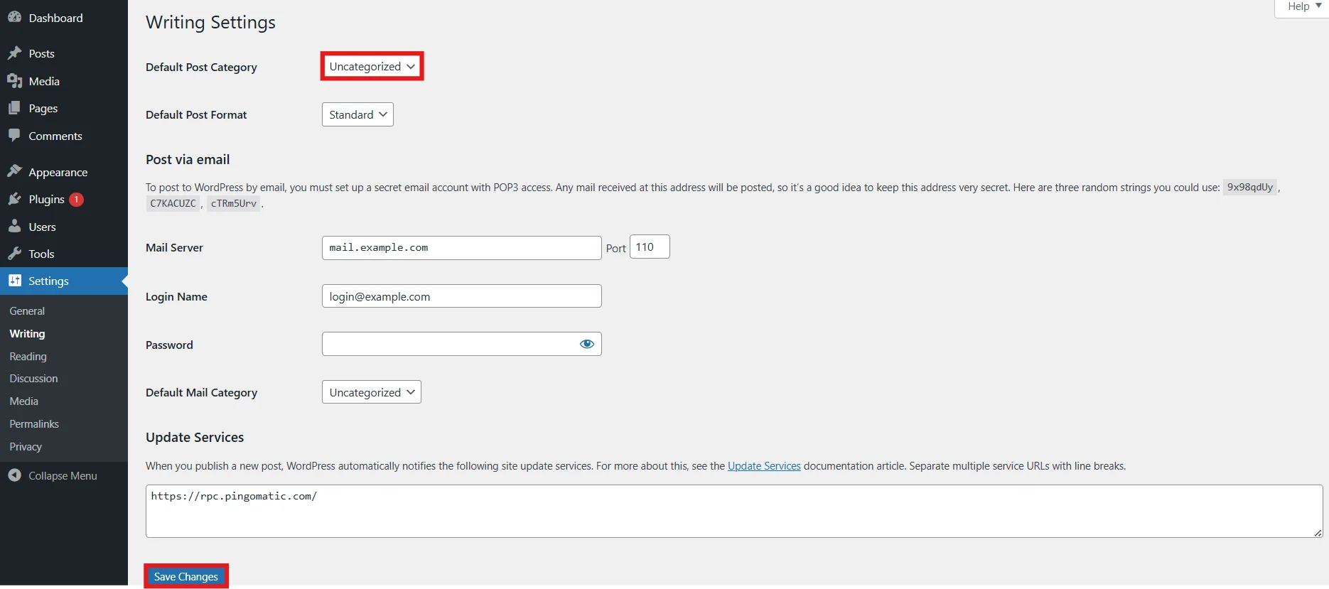 Change the default post category in WordPress