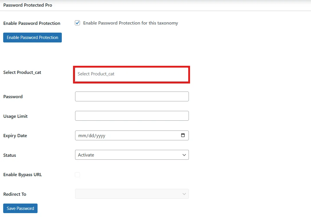 Select Uncategorized product category for protection