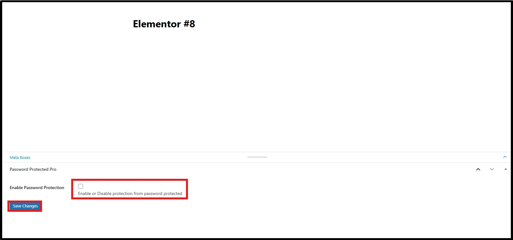 Enable password protection by selecting the checkbox