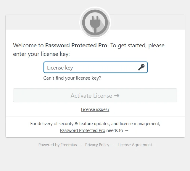 Enter the plugin license key and click Activate License