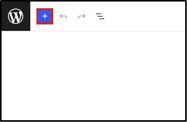Clicking the Add Block button in the WordPress block editor