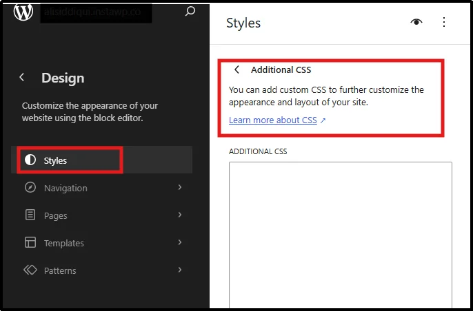 WordPress Custom CSS content type