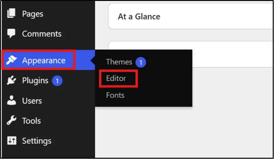 Opening the Site Editor from the WordPress Appearance menu