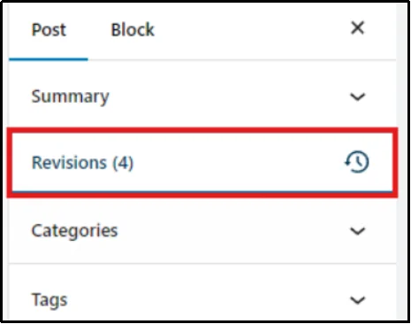 WordPress Revisions content type