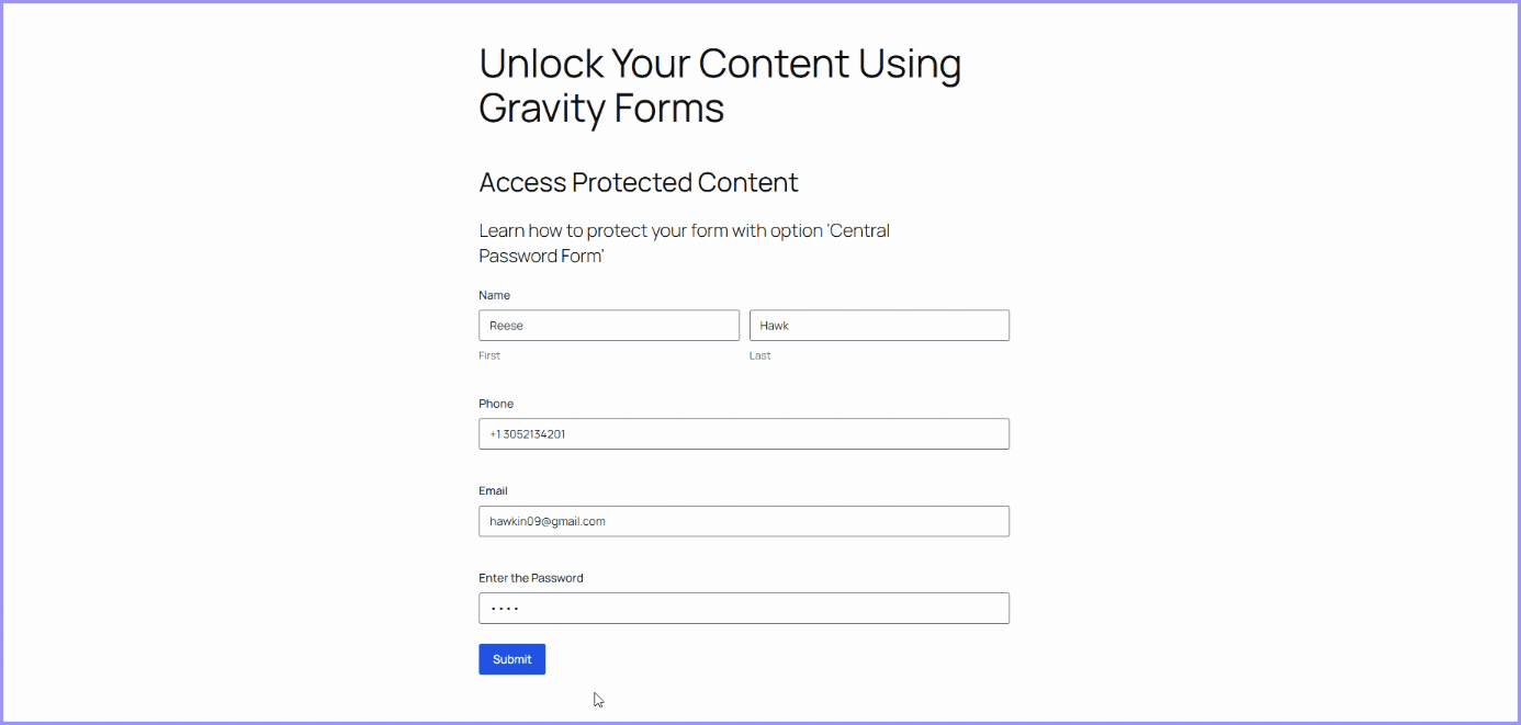 Unlocking content with the correct password