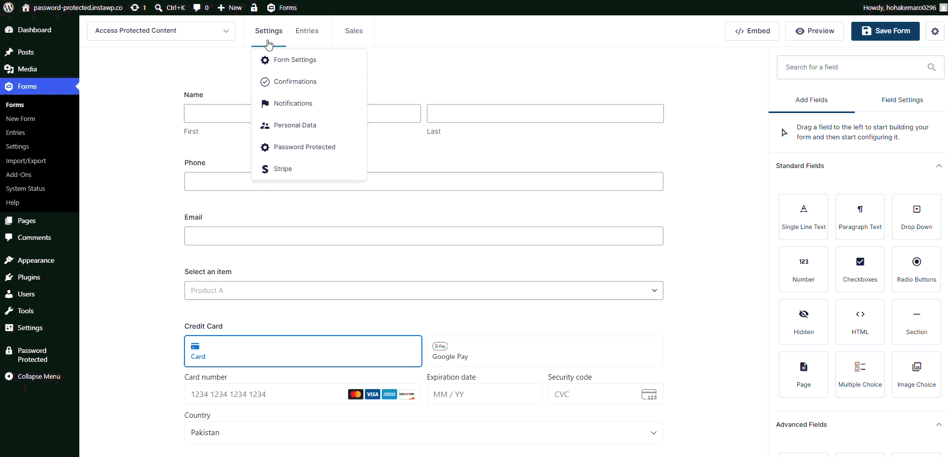 Setting up a user notification